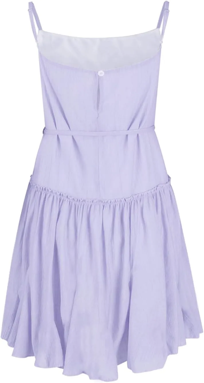 Women Swimwear Sundress Modest Swim Mini Camisole Skirt Dress Waist Tiered Ruffle Casual Suit Trendy Beach Summer