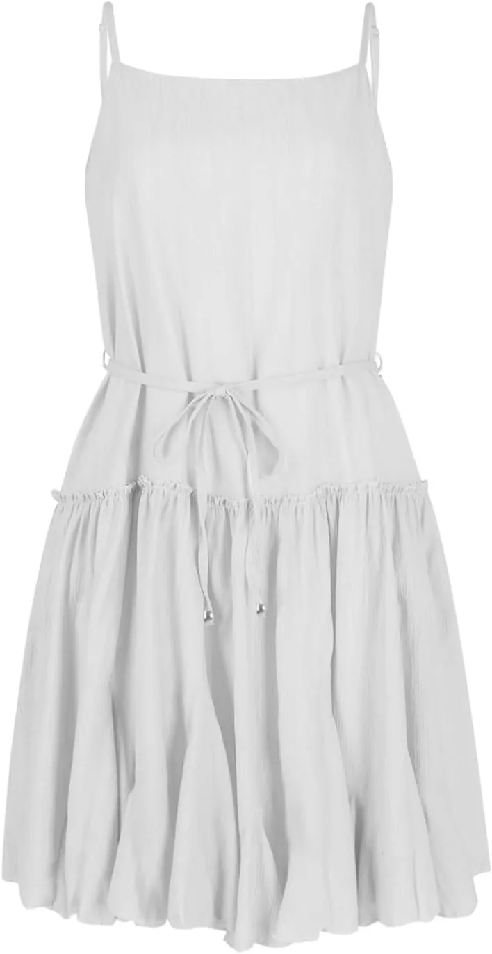 Women Swimwear Sundress Modest Swim Mini Camisole Skirt Dress Waist Tiered Ruffle Casual Suit Trendy Beach Summer