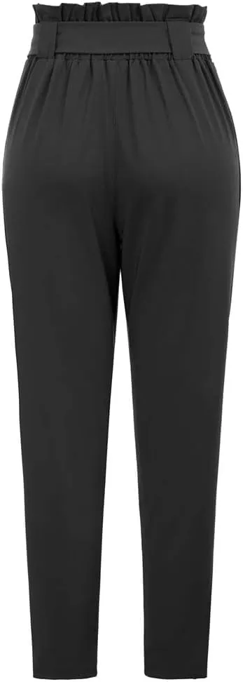 Women's Casual Pants Solid High Waist Self Tie Belted Pencil Trouse