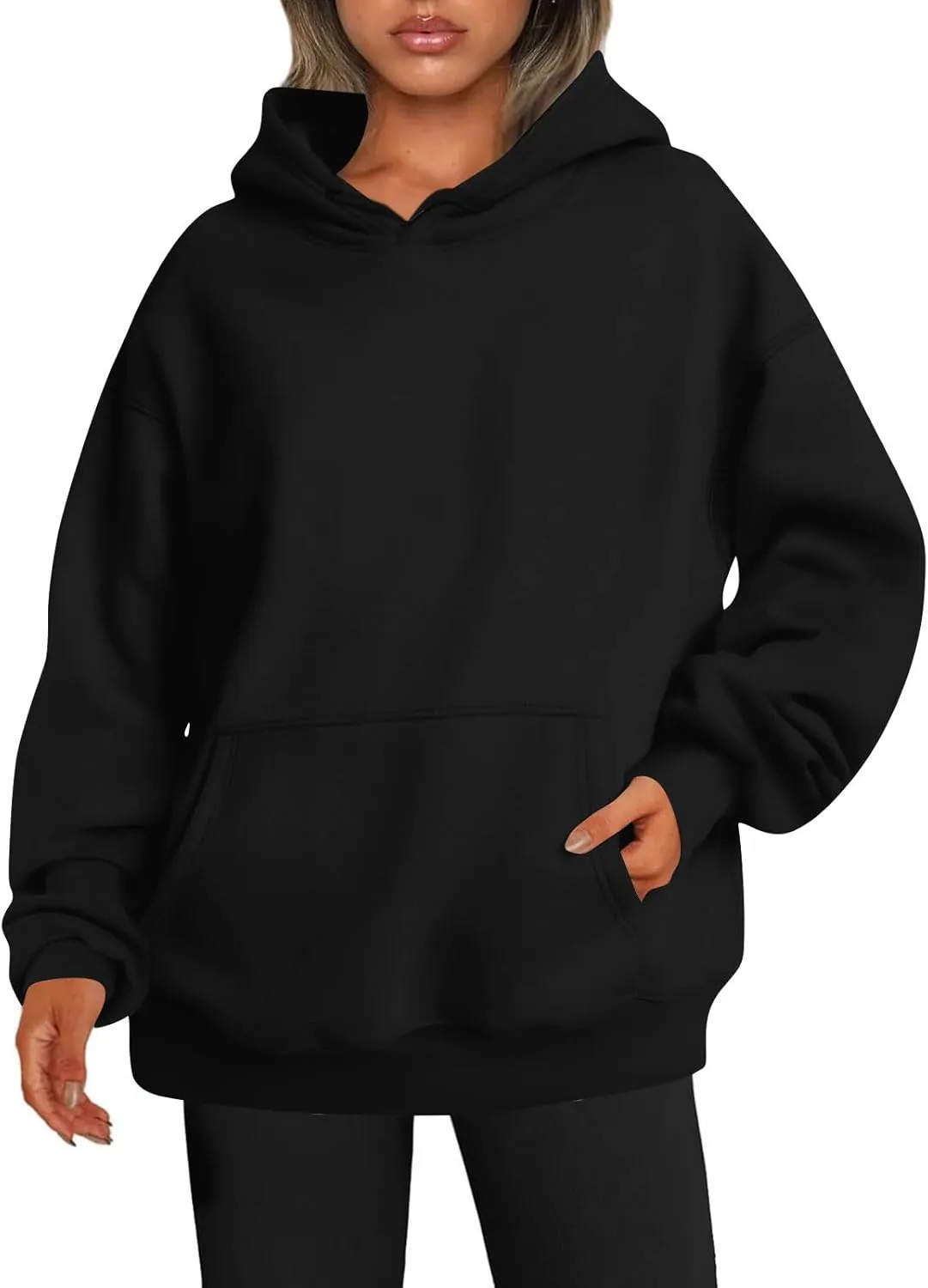 Womens Oversized Hoodie Baggy Fleece Hooded Sweatshirts Trendy Drop Shoulder Pullover Sweater Fall Clothes w/Pockets
