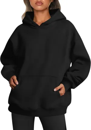 Womens Oversized Hoodie Baggy Fleece Hooded Sweatshirts Trendy Drop Shoulder Pullover Sweater Fall Clothes w/Pockets