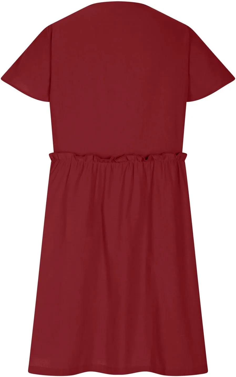 Womens Summer Button Down A-line Dress Ruffle Short Sleeve Mini Dresses Loose Fit V Neck Beach Casual Sundress