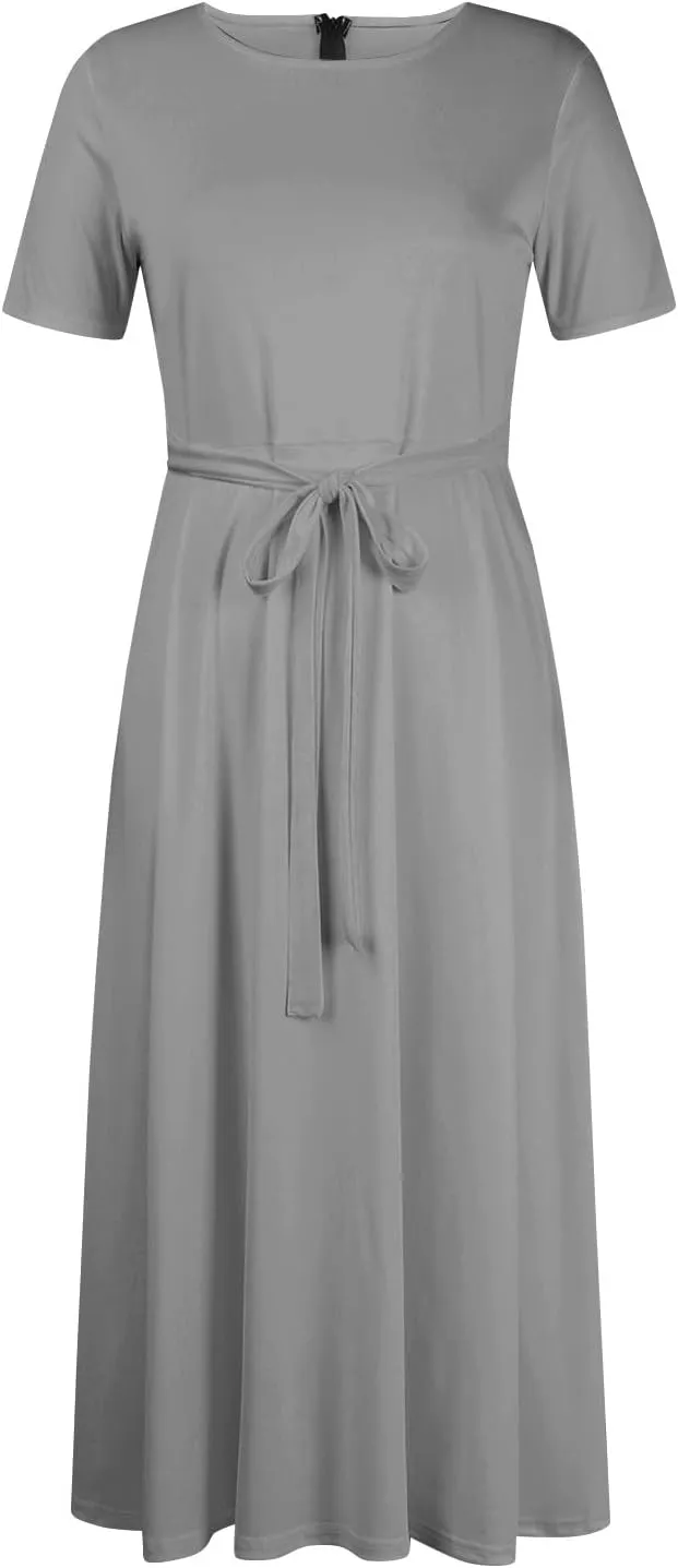 Womens Summer Dresses Summer Casual Aline Short Sleeve Dress Floral Beach Midi Dresses Flowy Tshirt Dress with Pockets