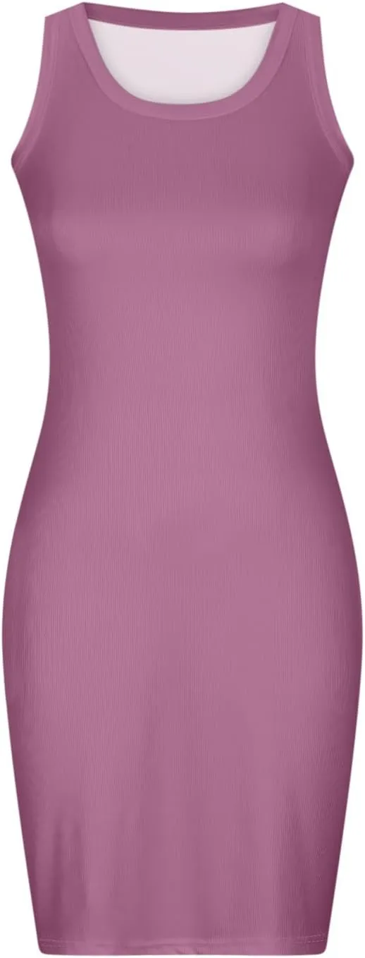 Women's Summer Ribbed Tank Dress Scoop Neck Slim Fit Sleeveless Bodycon Mini Dresses 2025 Sexy Dress