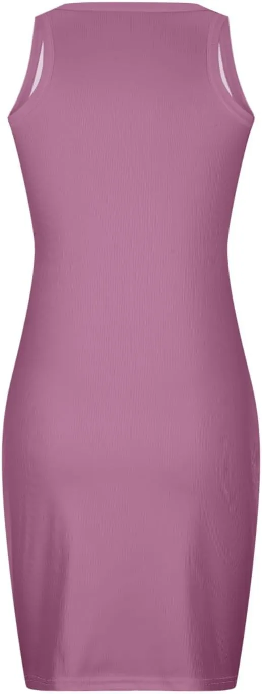 Women's Summer Ribbed Tank Dress Scoop Neck Slim Fit Sleeveless Bodycon Mini Dresses 2025 Sexy Dress