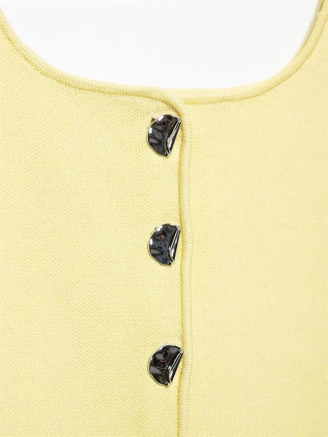 Women's Summer Square Neck Knit Camisole Top Sleeveless Button Casual Vest Blouse