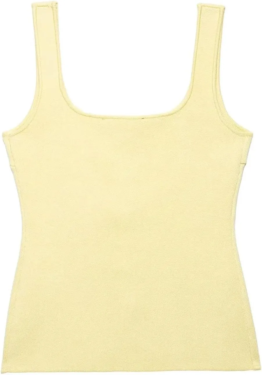 Women's Summer Square Neck Knit Camisole Top Sleeveless Button Casual Vest Blouse