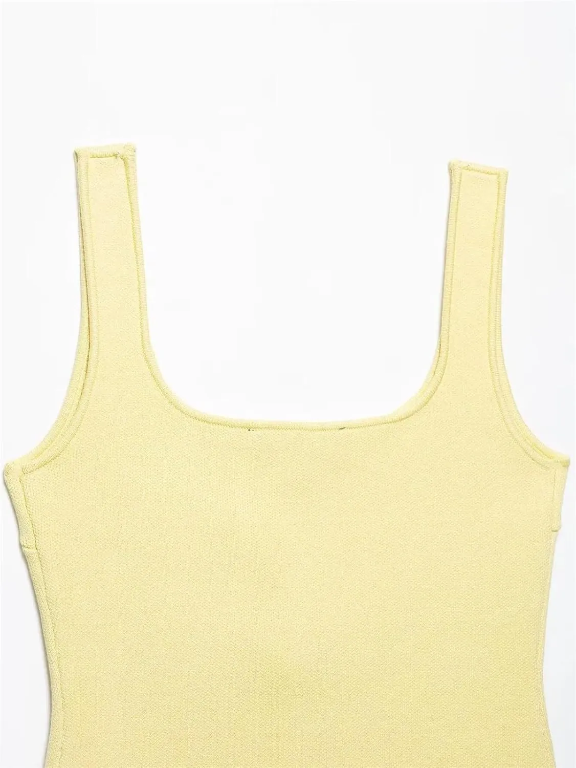 Women's Summer Square Neck Knit Camisole Top Sleeveless Button Casual Vest Blouse