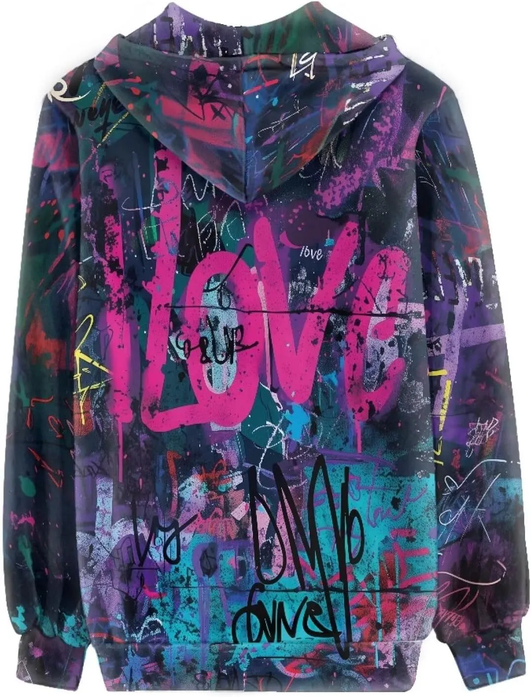 Women's Zip Up Hoodies Long Sleeve Hooded Sweatshirt Teen Girls Jacket Novelty Print Pullover