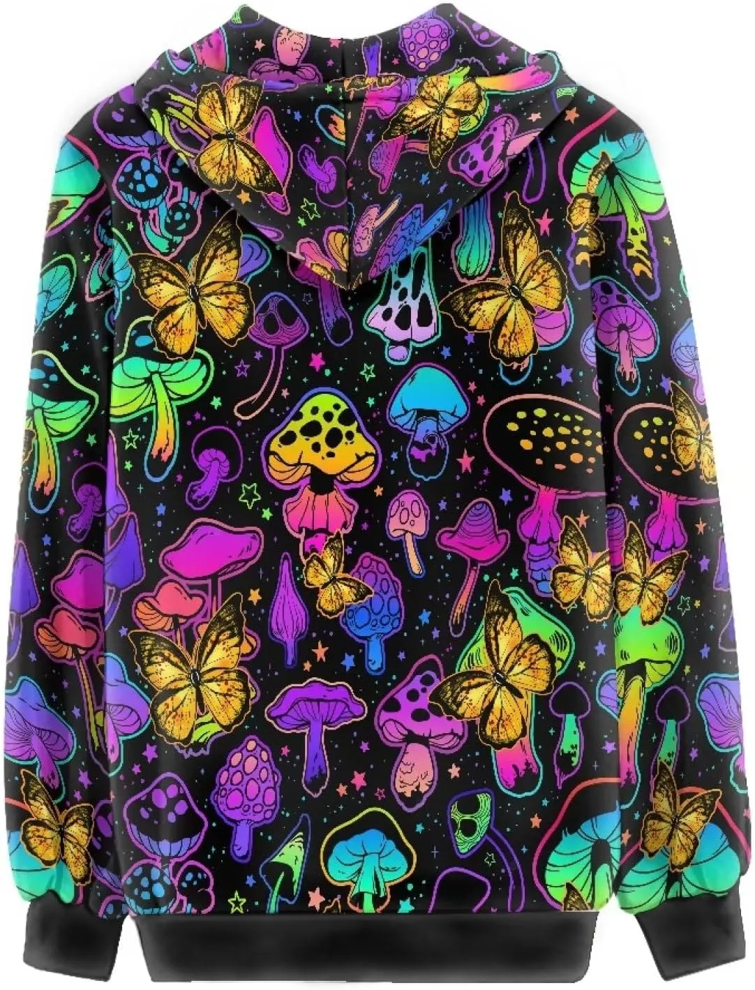 Women's Zip Up Hoodies Long Sleeve Hooded Sweatshirt Teen Girls Jacket Novelty Print Pullover