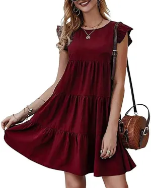 XUNRYAN Womens Cute Tank Dresses Sleeveless Tiered Ruffle Mini Dress Summer Beach Sundress Vacation Outfit Fashion Clothes