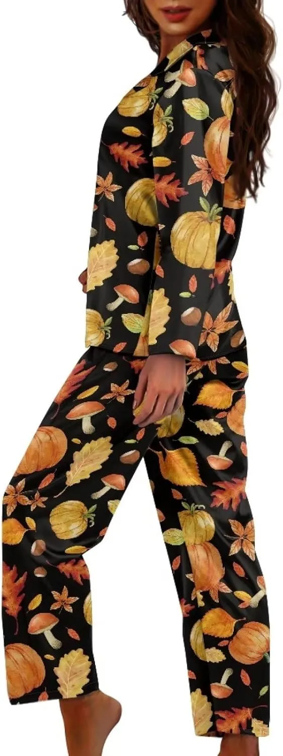 Yewattles Print Women Pajama Sets 2 Piece Lounge Sleepwear Plus Size Ladies Button V-Neck Pjs Sets with Pockets XS-4XL