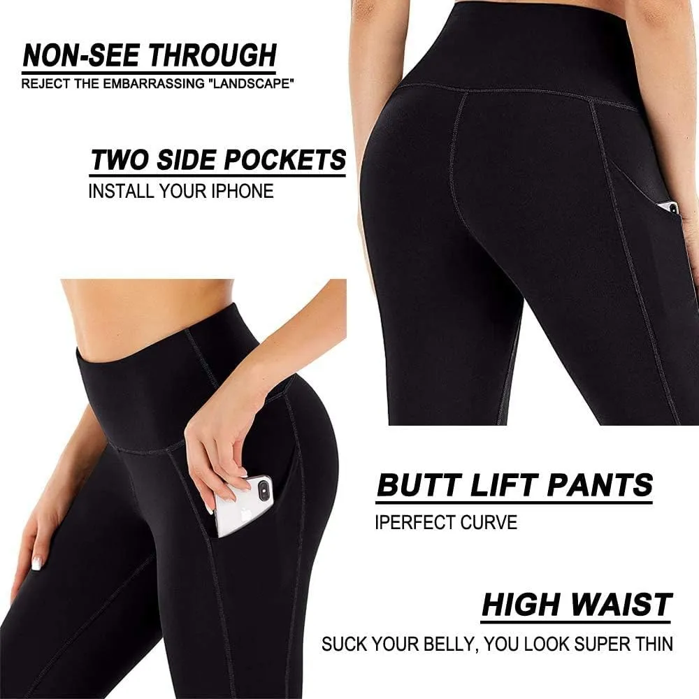 Yoga Pants with Pockets for Women - Leggings with Pockets High Waisted Tummy Control Non See-Through Workout Pants