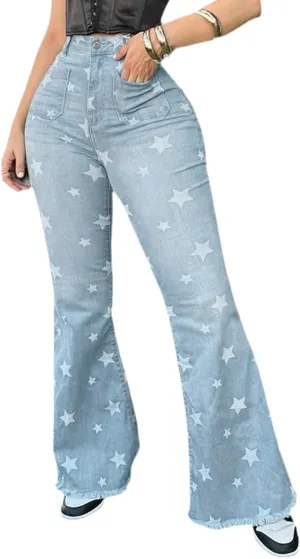 YouSexy Women's Flare Bell Bottom Jeans Destroyed Flare Denim Pants 70s Outfits for Women