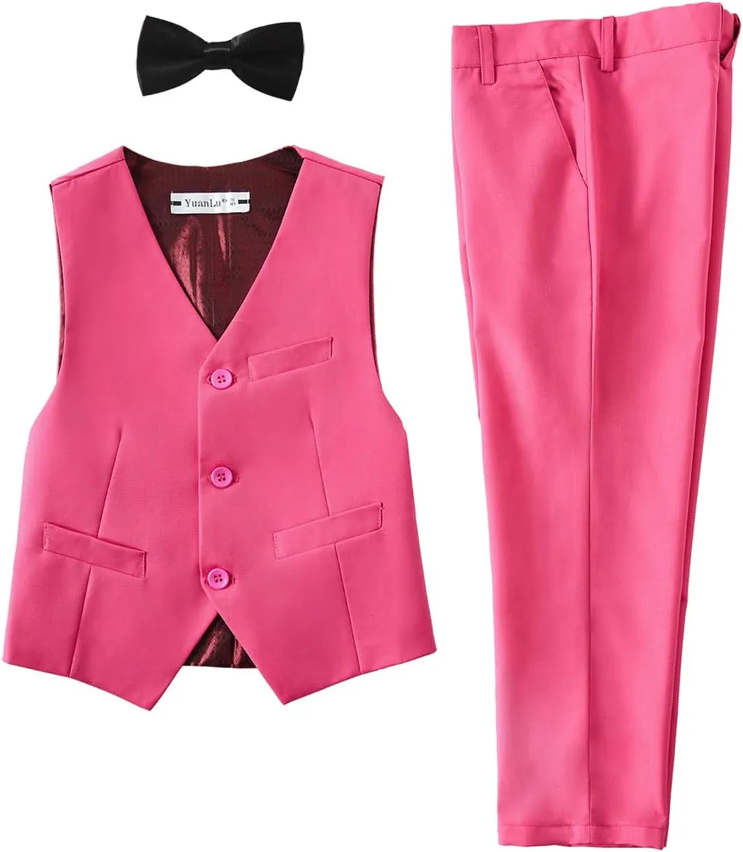YuanLu Boys Suit Homecoming Dresses for Kids Ring Bearer Outfit Suits Tuxedo Formal Vest and Pants Suit Set